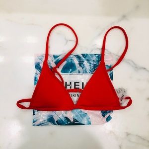 red ribbed triangle bikini top!